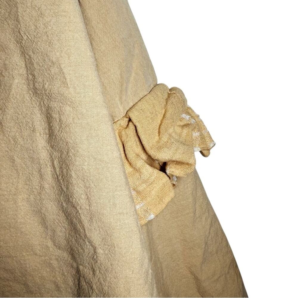 Museo Studio Beige Tan Unique Ruffle Sleeve Relaxed Handmade Top - Picture 10 of 11